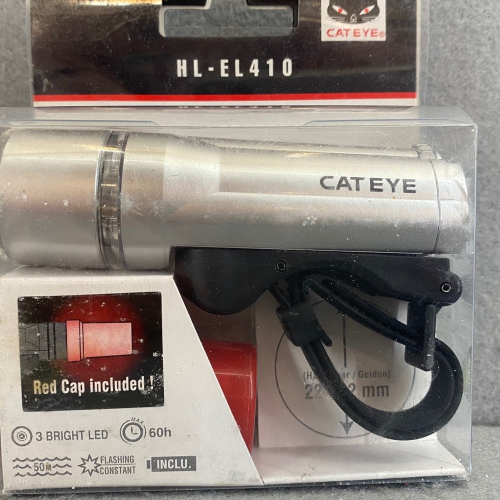 CatEye HL-EL410 Silver LED Bike Headlight Waterproof 50m New In Box - Picture 3 of 6
